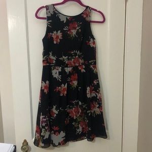 LOFT Black Floral Dress